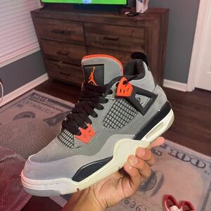 Nike Air Jordan 4 Retro Grey and Red Men's Shoes